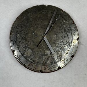 Astrology Zodiac sign navigation Sundial Metal Wood clock  7”